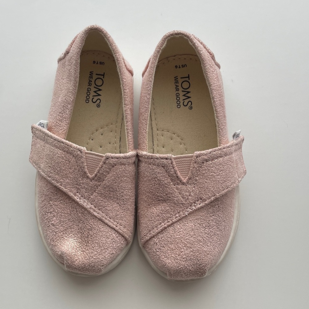 TOMS Kids Light Pink Sparkle Shoes